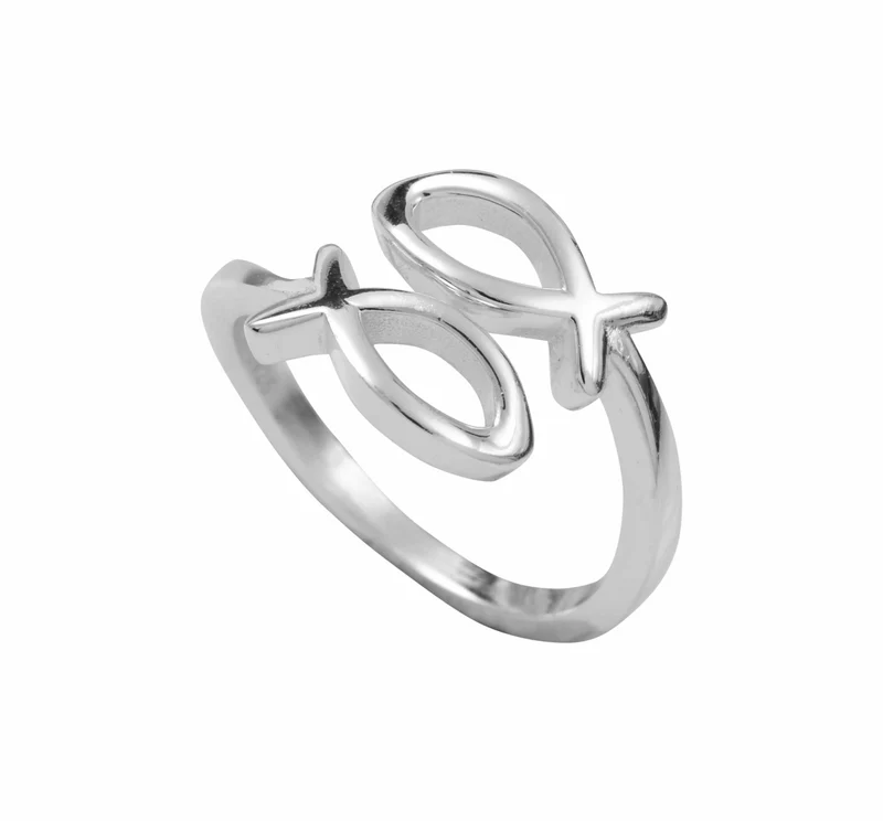 Bague Love Fish Rhodiée