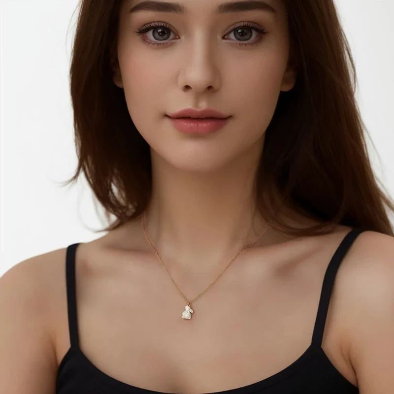 Collier Lapin Nacre Blanc