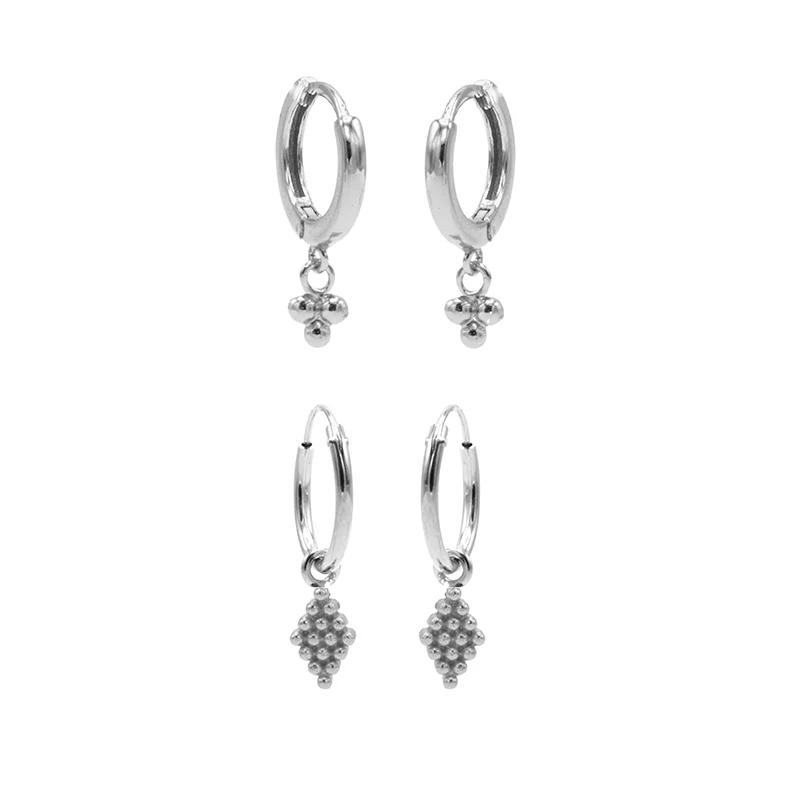 Karma 925 Sterling Zilveren Earparty Disc Diamond and 10 Dots Diamonds Oorbellen