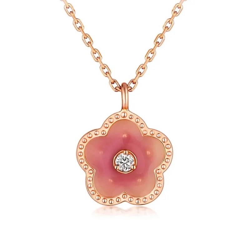 Collier Fleur Diamant Rose
