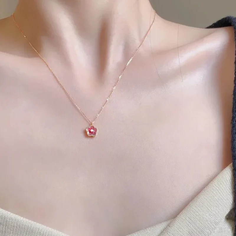 Collier Fleur Diamant Rose