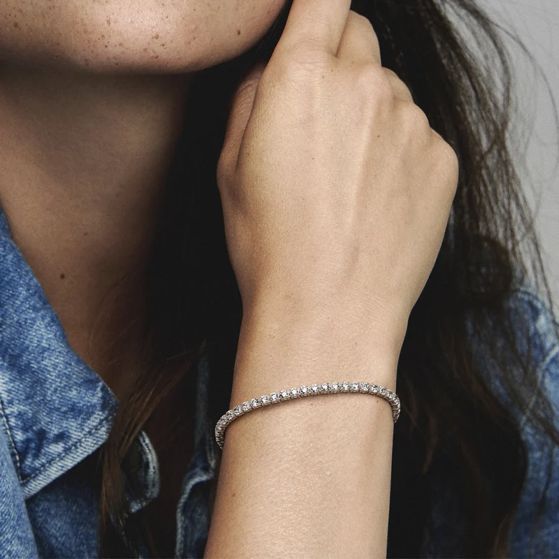 Pandora Timeless 925 Sterling Silver Sparkling Tennis Bracelet 591469C01-16 (Length: 16.00 cm)