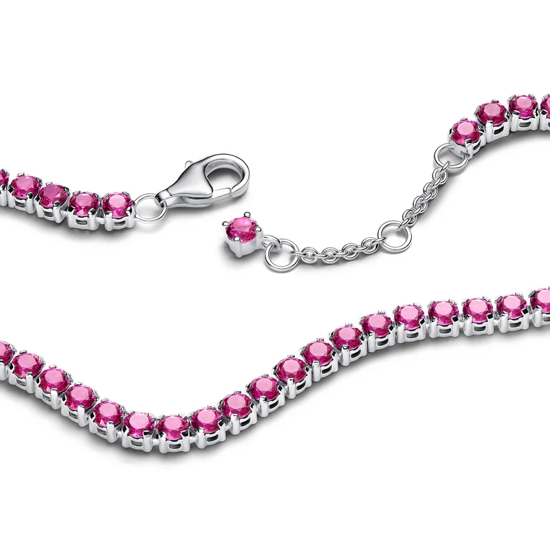 Pandora Timeless 925 Sterling Silver Sparkling Pink Tennis Bracelet 591469C04-18