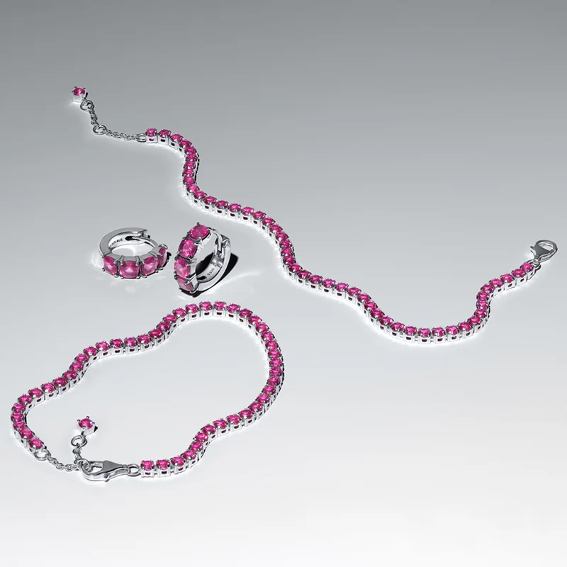 Pandora Timeless 925 Sterling Silver Sparkling Pink Tennis Bracelet 591469C04-18