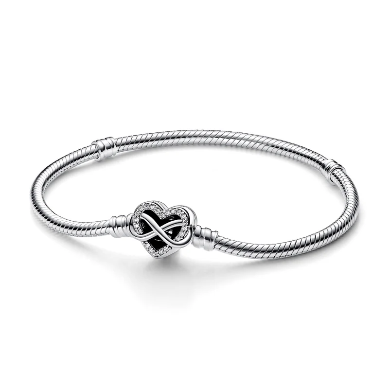 Pandora Moments 925 Sterling Silver Sparkling Infinity Heart Clasp Bracelet 592645C01-20