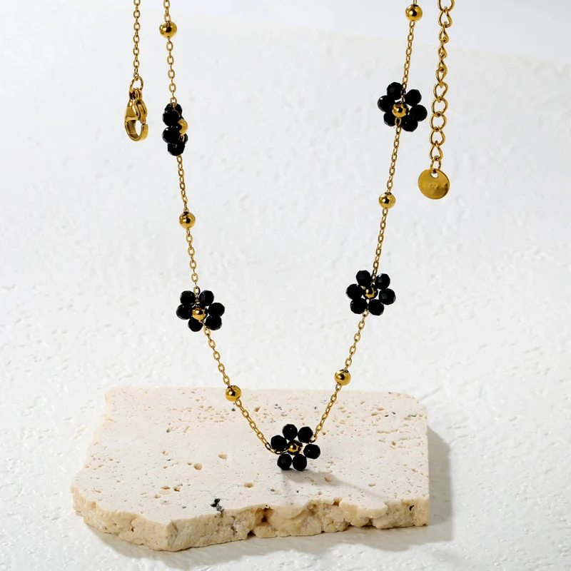Collier Fleur Noir