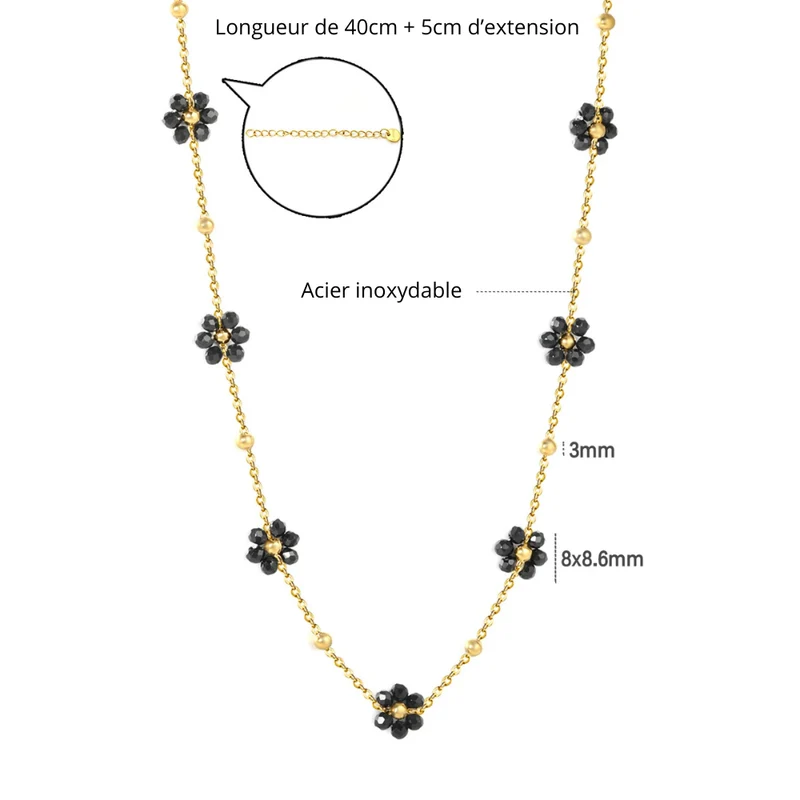 Collier Fleur Noir
