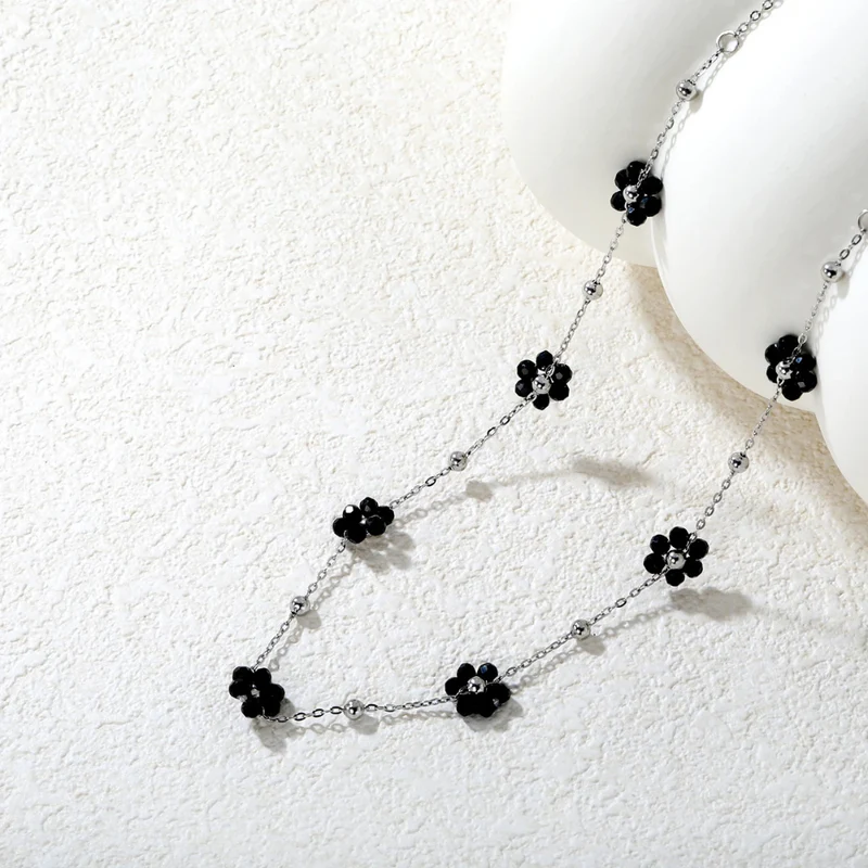 Collier Fleur Noir