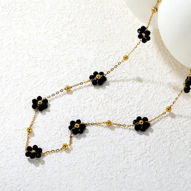 Collier Fleur Noir