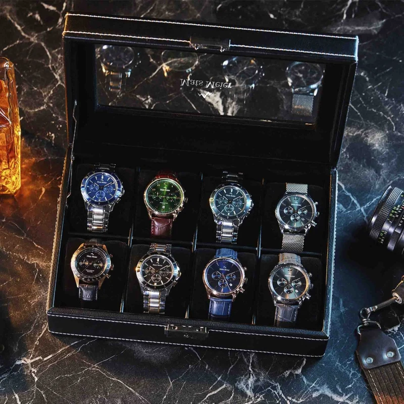 Mats Meier Mont Fort Hommes Boîte à Montres Noir MM-Watchbox-1904