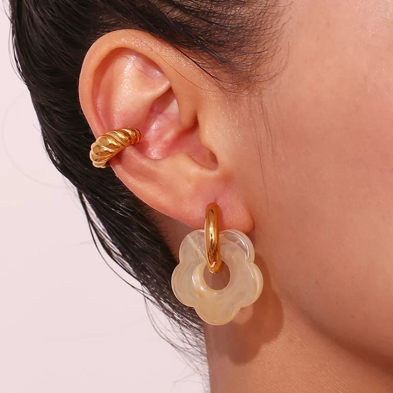 Boucles d'Oreilles Fleur Résine Orange