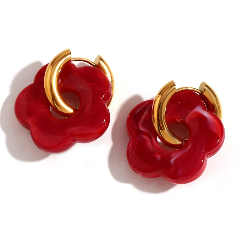 Boucles d'Oreilles Fleur Résine