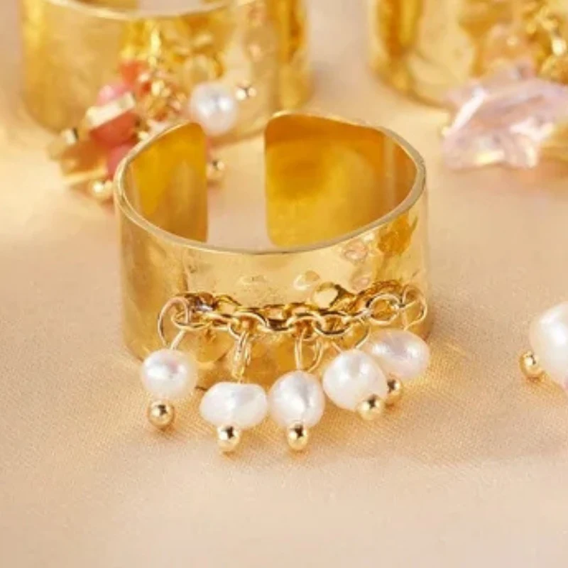 Bague Breloque Perles Eau Douce