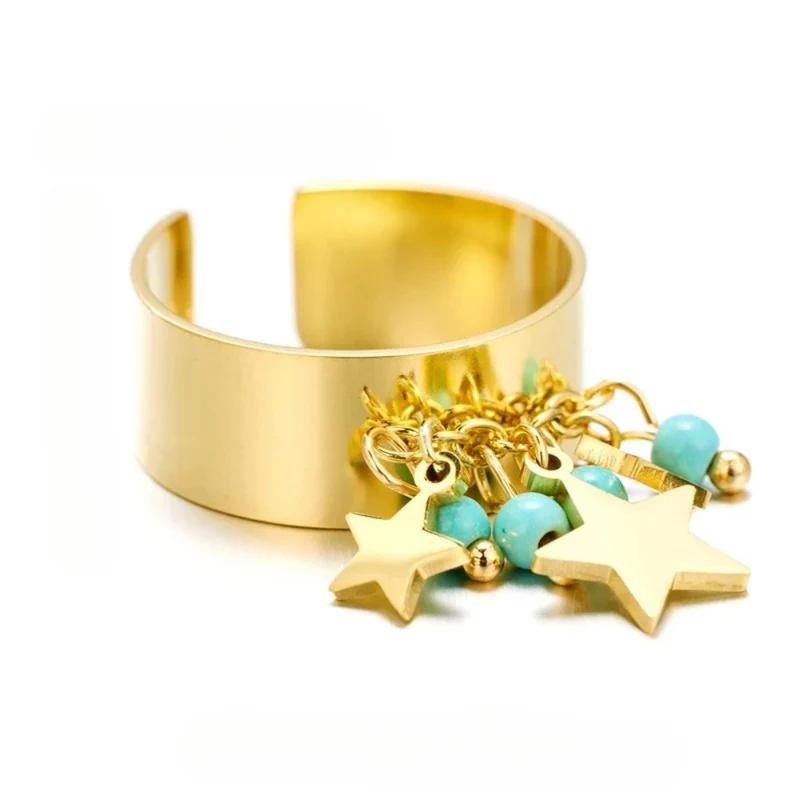 Bague Breloque Étoile Perles