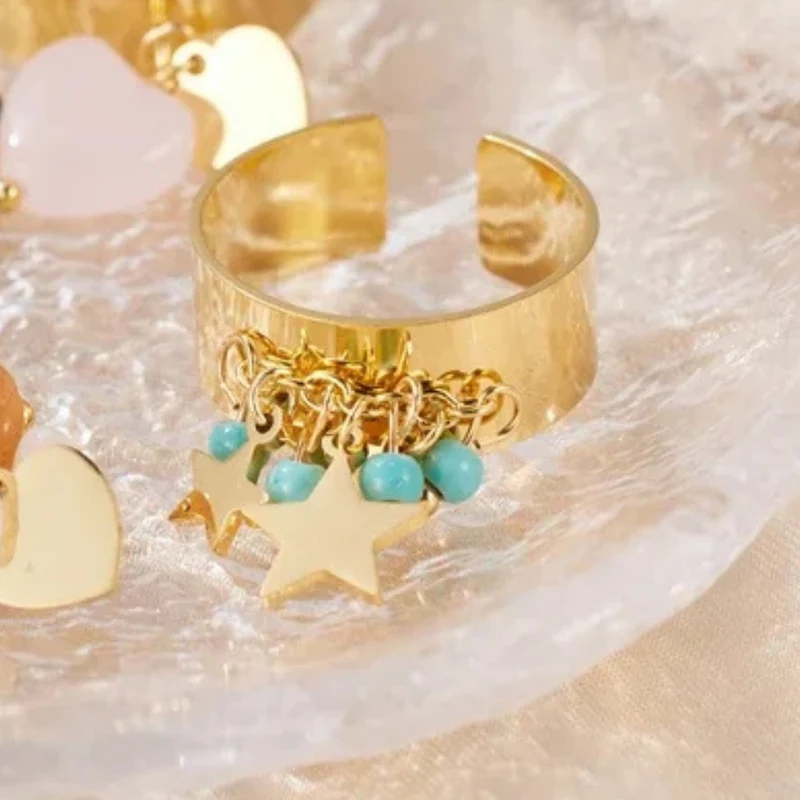 Bague Breloque Étoile Perles