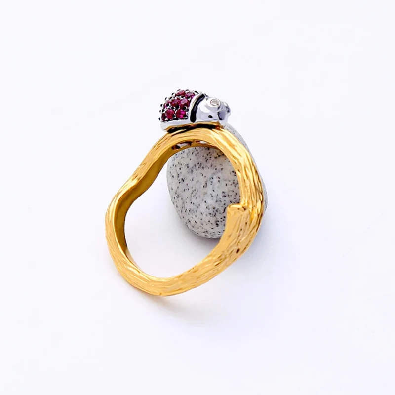 Bague Coccinelle Or et Rose