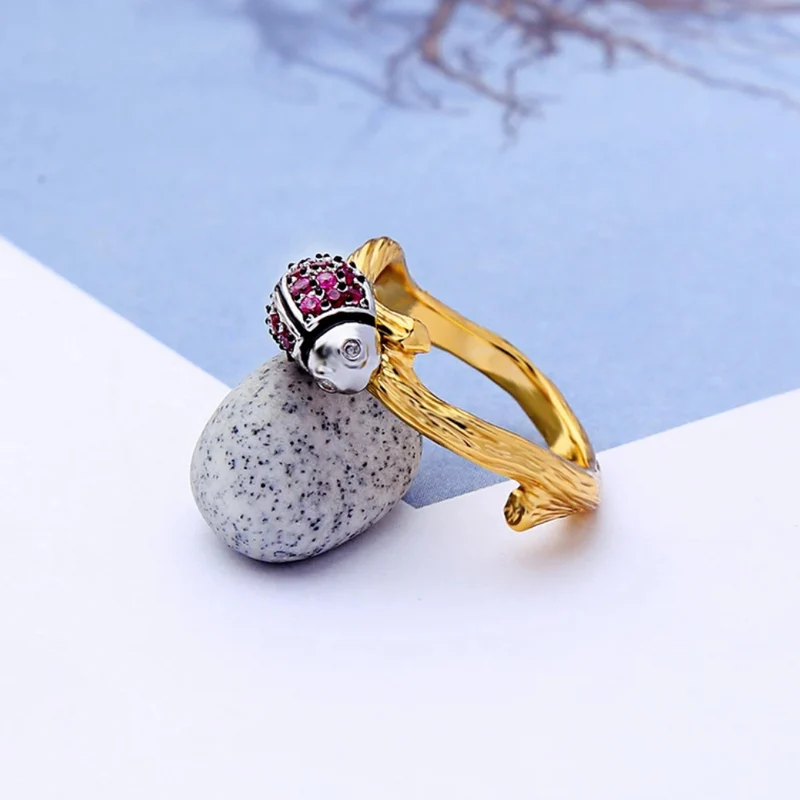 Bague Coccinelle Or et Rose