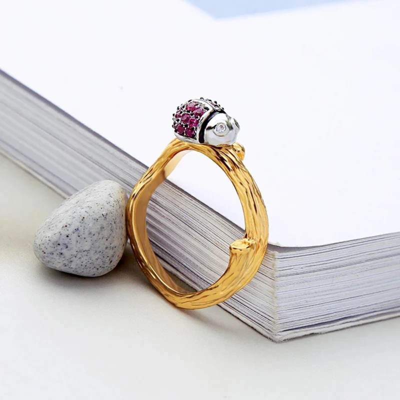 Bague Coccinelle Or et Rose