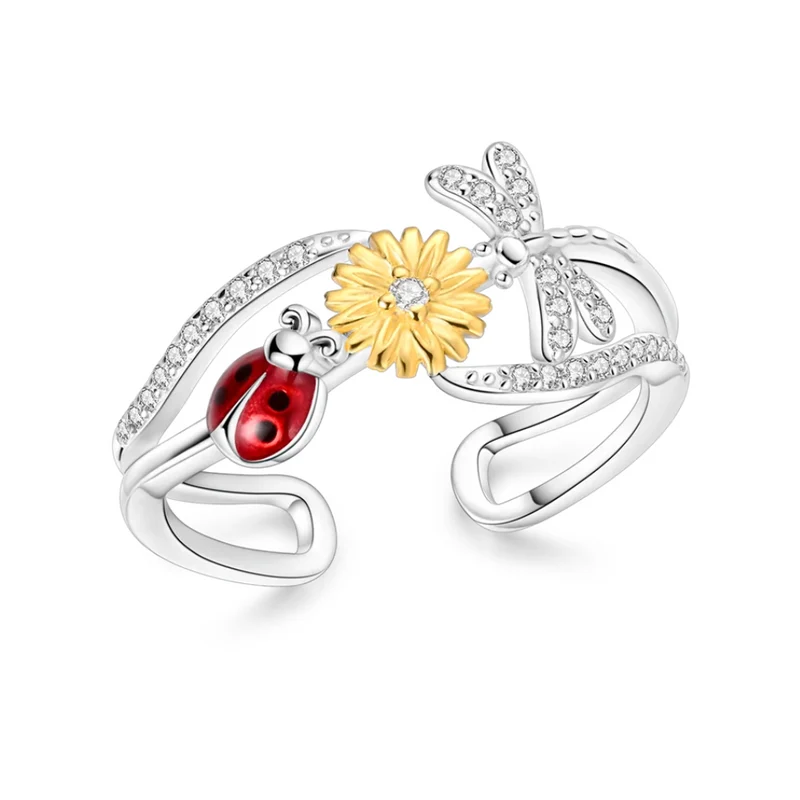 Bague Coccinelle Fleur