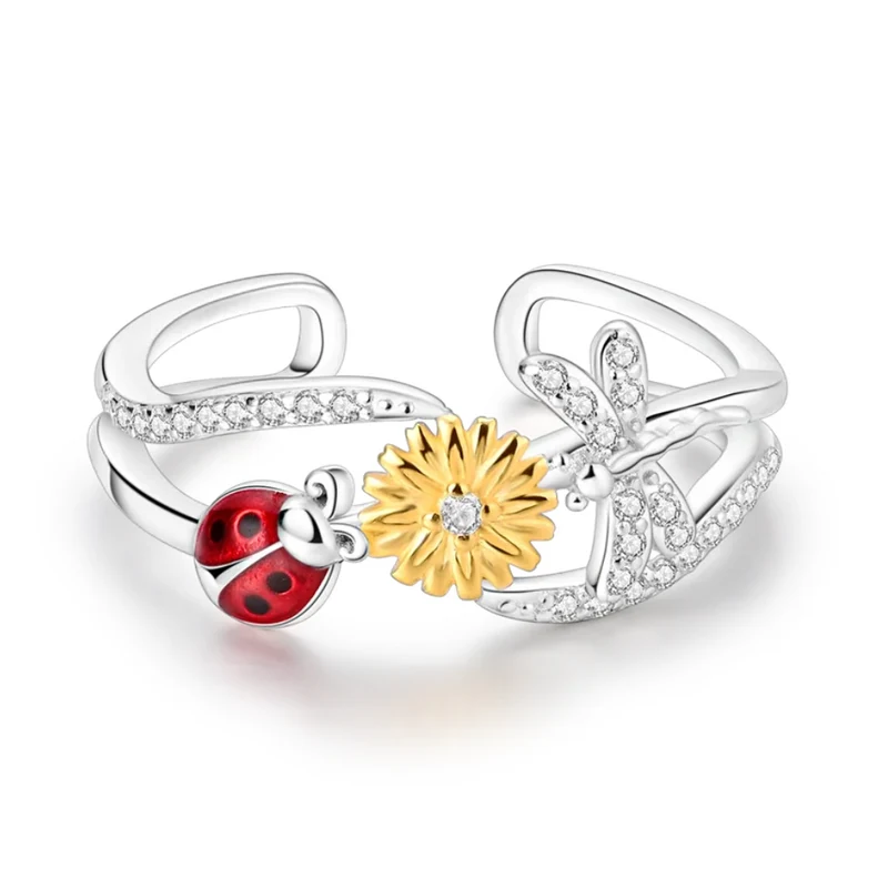 Bague Coccinelle Fleur