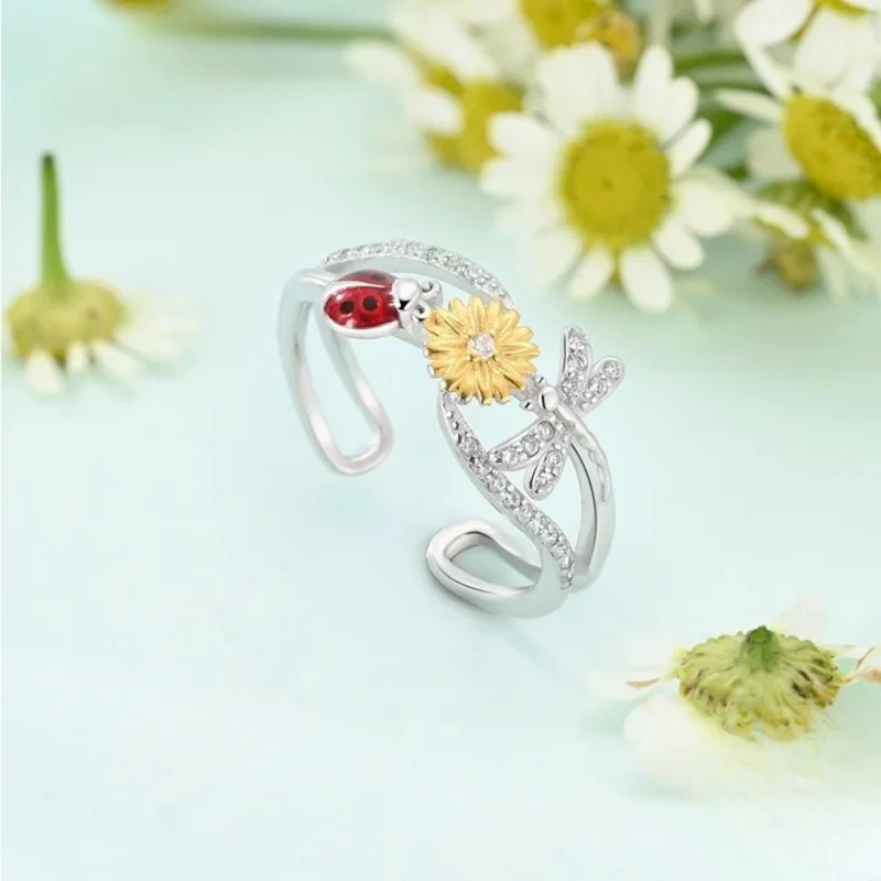 Bague Coccinelle Fleur