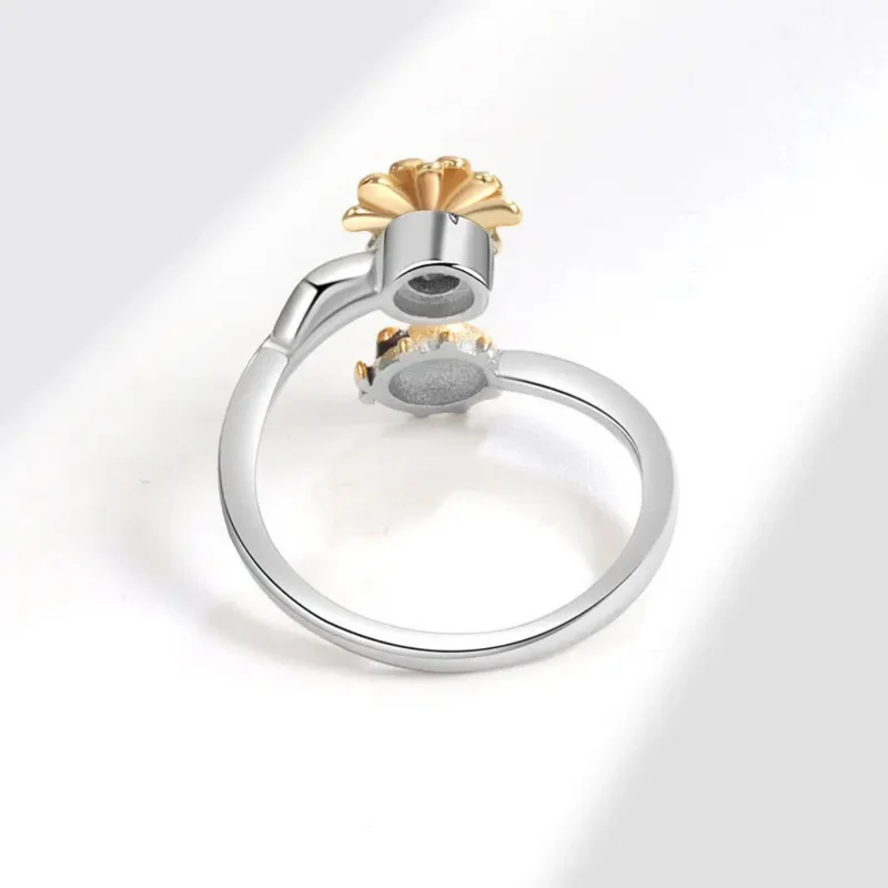 Bague Coccinelle et Fleur qui Tourne