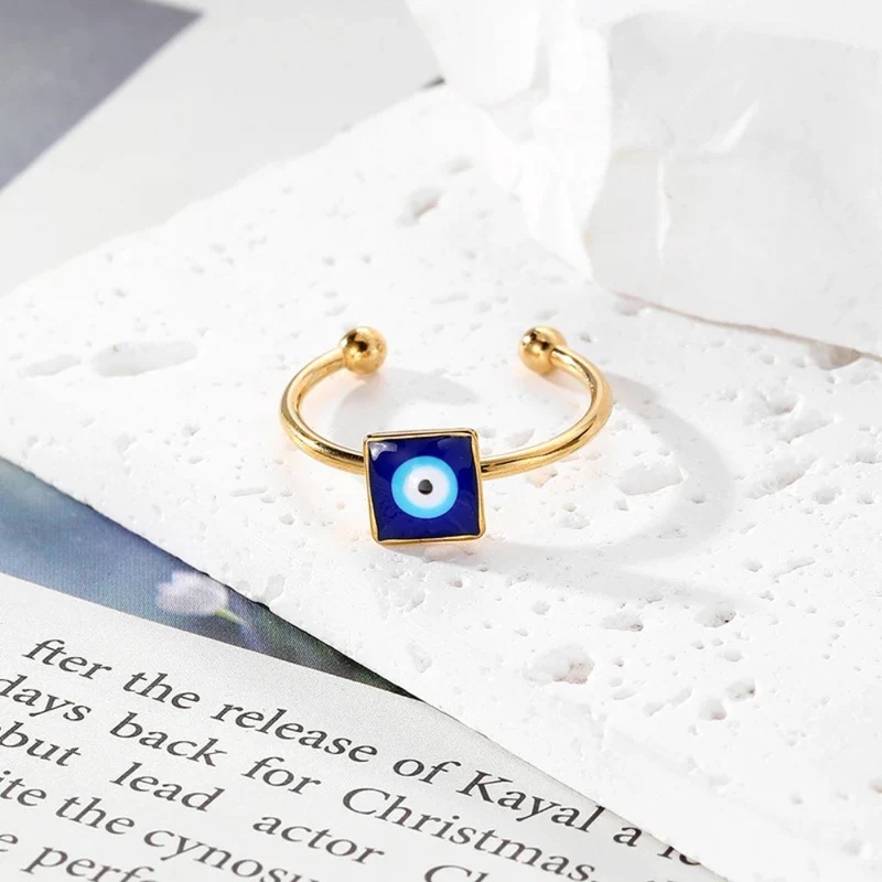 Bague Œil Bleu Carré