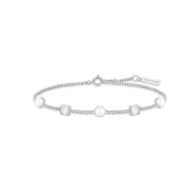 Ania Haie Reimaginer 925 Sterling Silver Pearl Station Bracelet AH-B069-02H