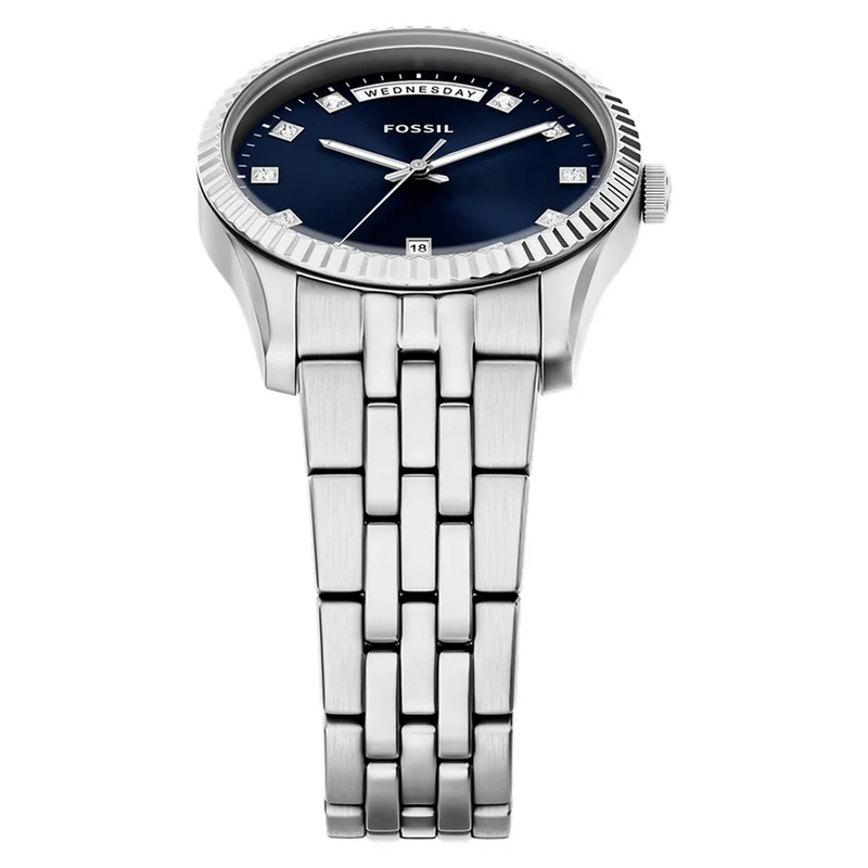 Fossil Scarlette Round Blue Dial Watch ES5457