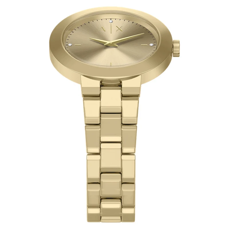 Armani Exchange Round Gold Watch with Gold Bracelet AX7177SET