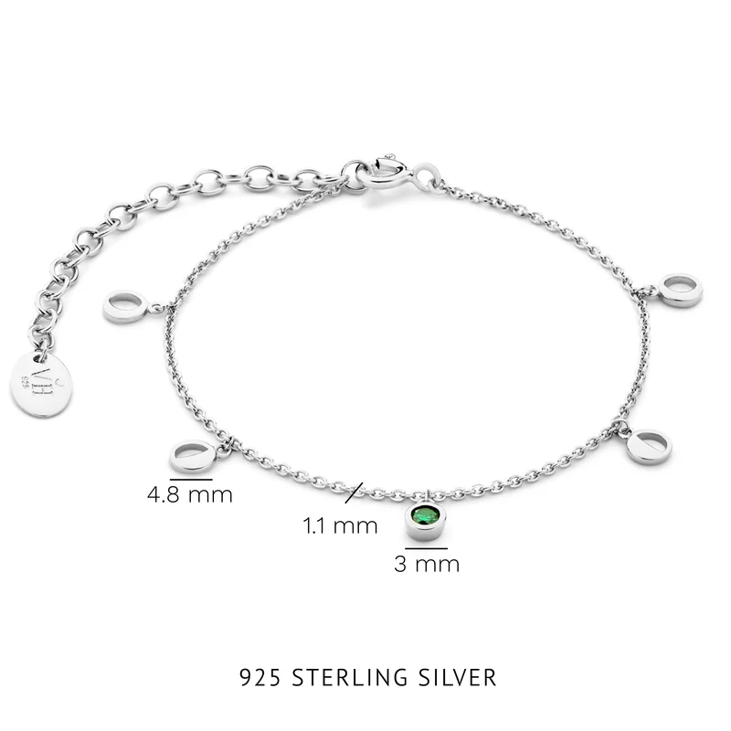 Violet Hamden Violet's Gift Coffret Bracelet et Clous d’Oreilles en Argent 925 Sterling avec Pierres de Zircon Vertes VH90061