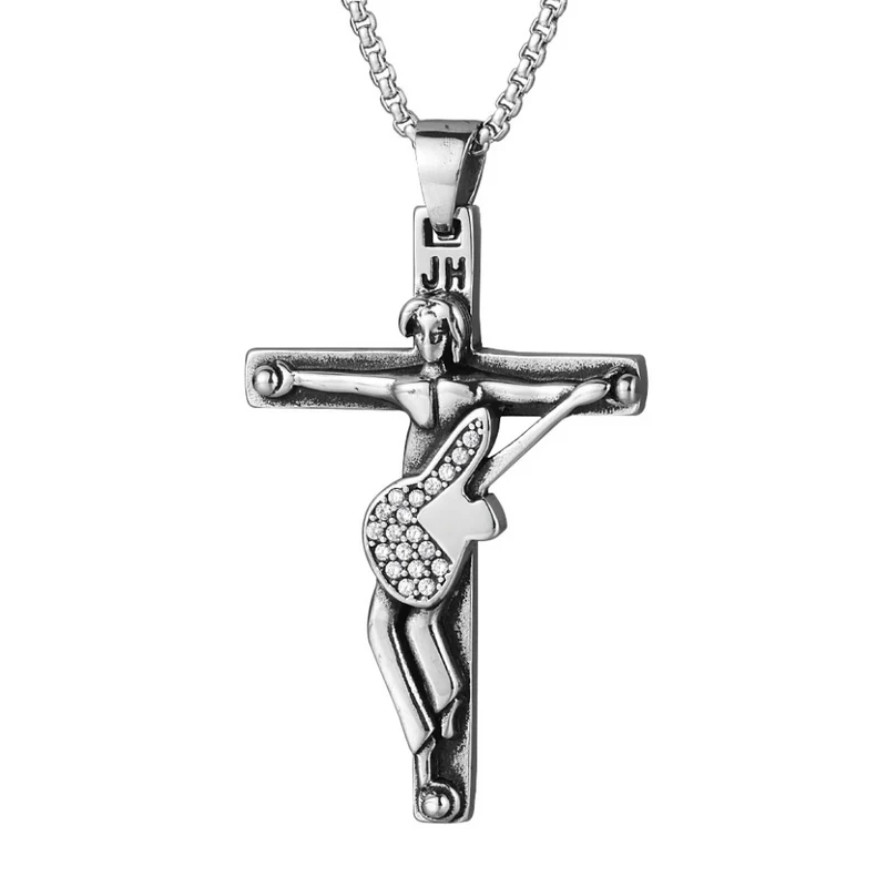 Collier Johnny Hallyday Croix Guitare