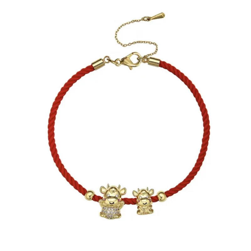 Bracelet Vache Corde Rouge