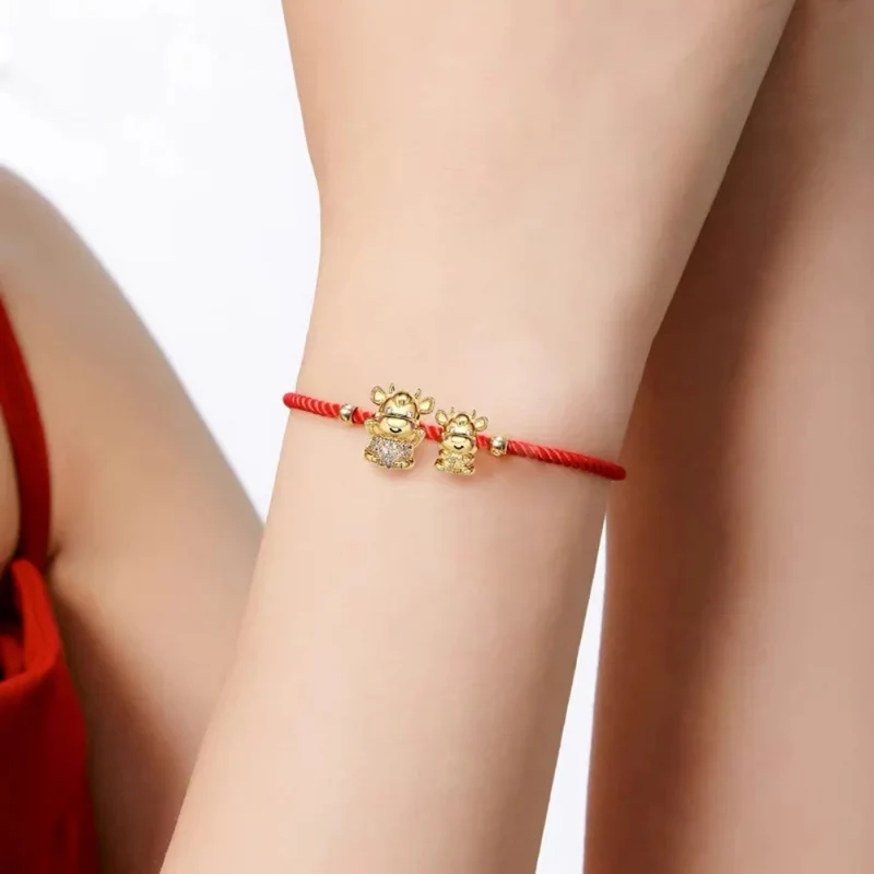 Bracelet Vache Corde Rouge