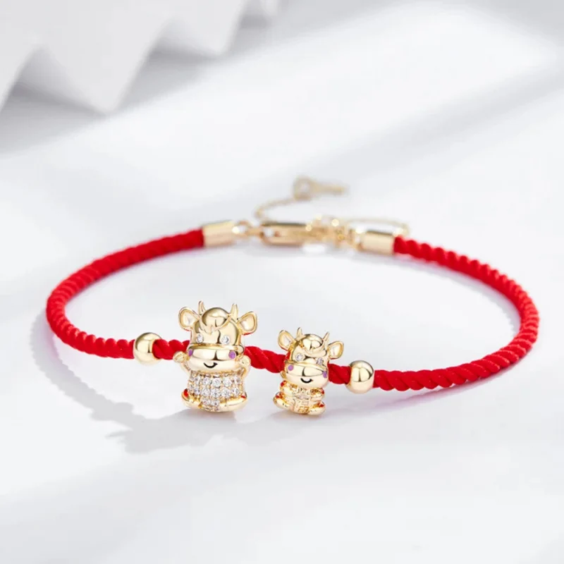 Bracelet Vache Corde Rouge