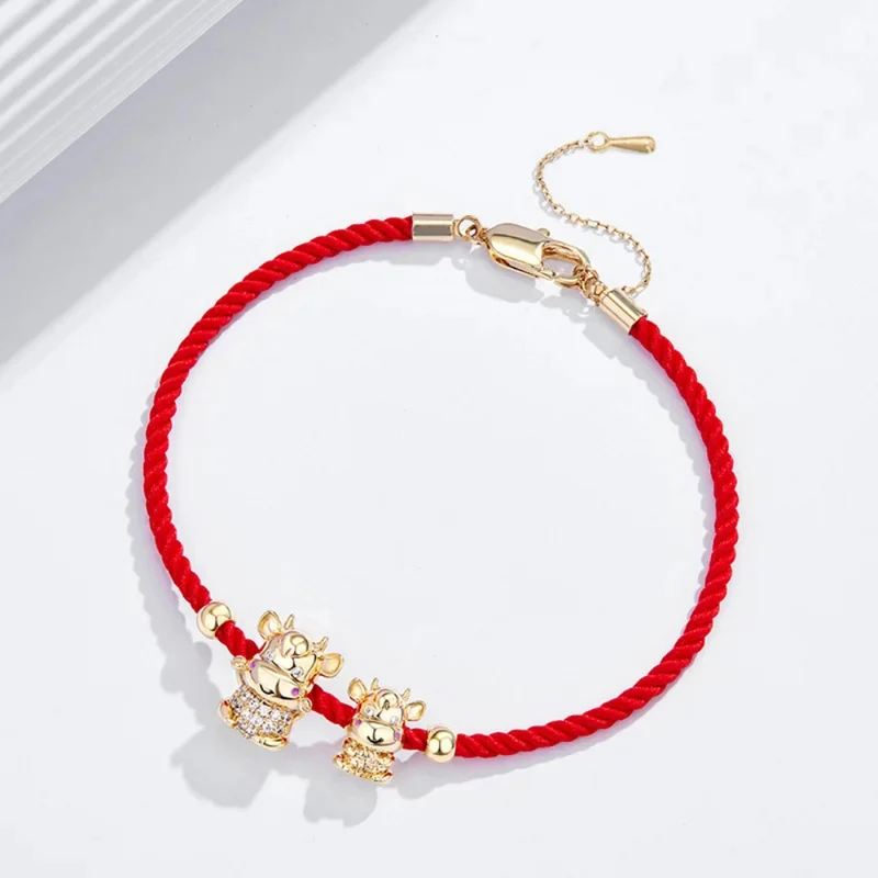 Bracelet Vache Corde Rouge