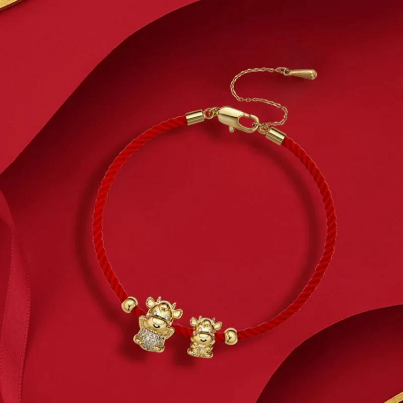 Bracelet Vache Corde Rouge