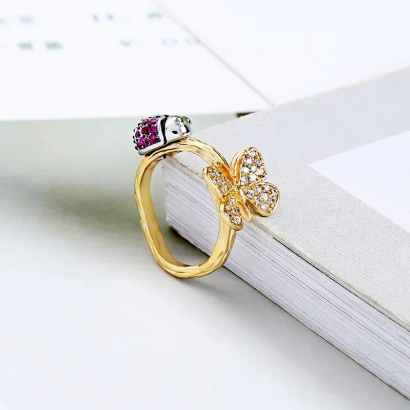 Bague Papillon et Coccinelle