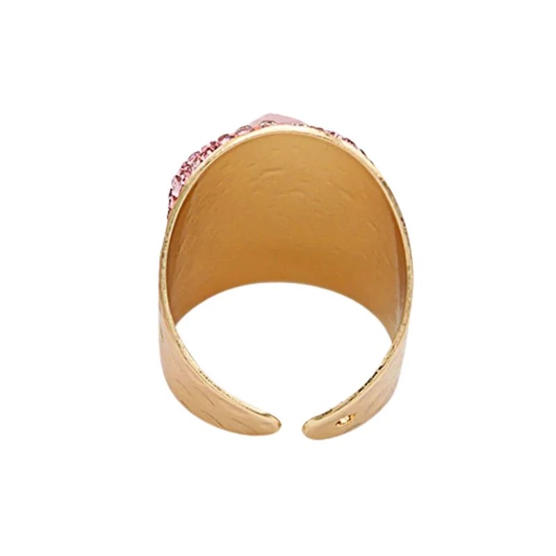Bague Or et Pierre Rose Strass