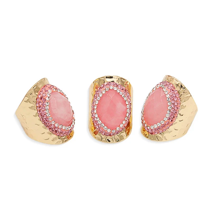 Bague Or et Pierre Rose Strass