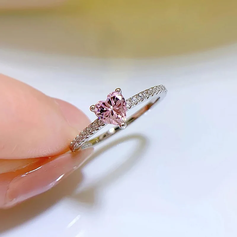 Bague Fiançailles Cœur Rose