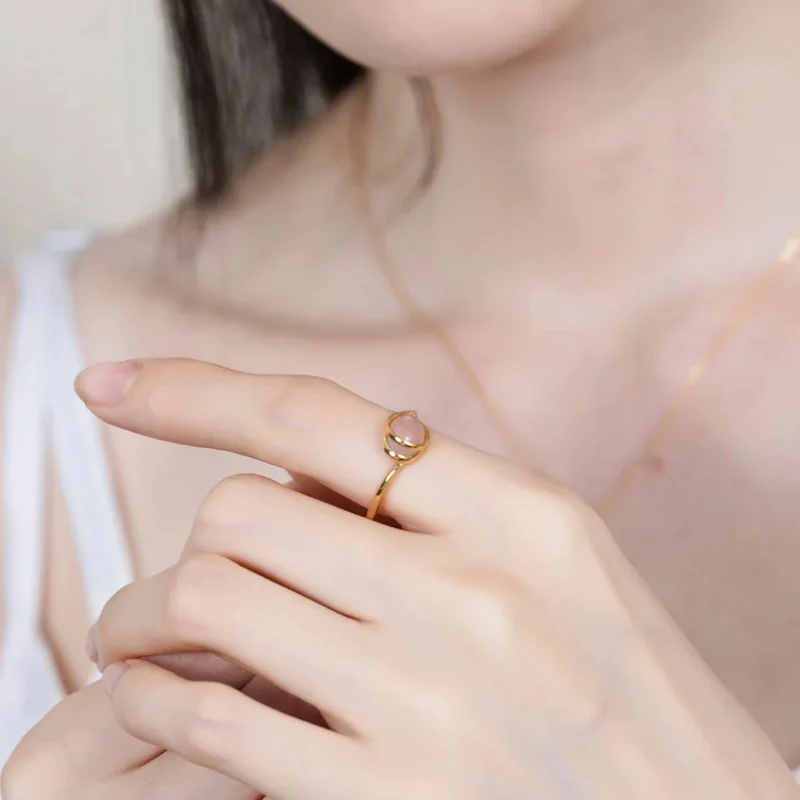 Bague Quartz Rose Or