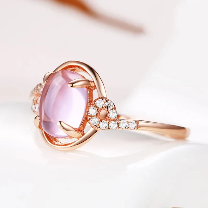 Bague Pierre Rose Or Rose