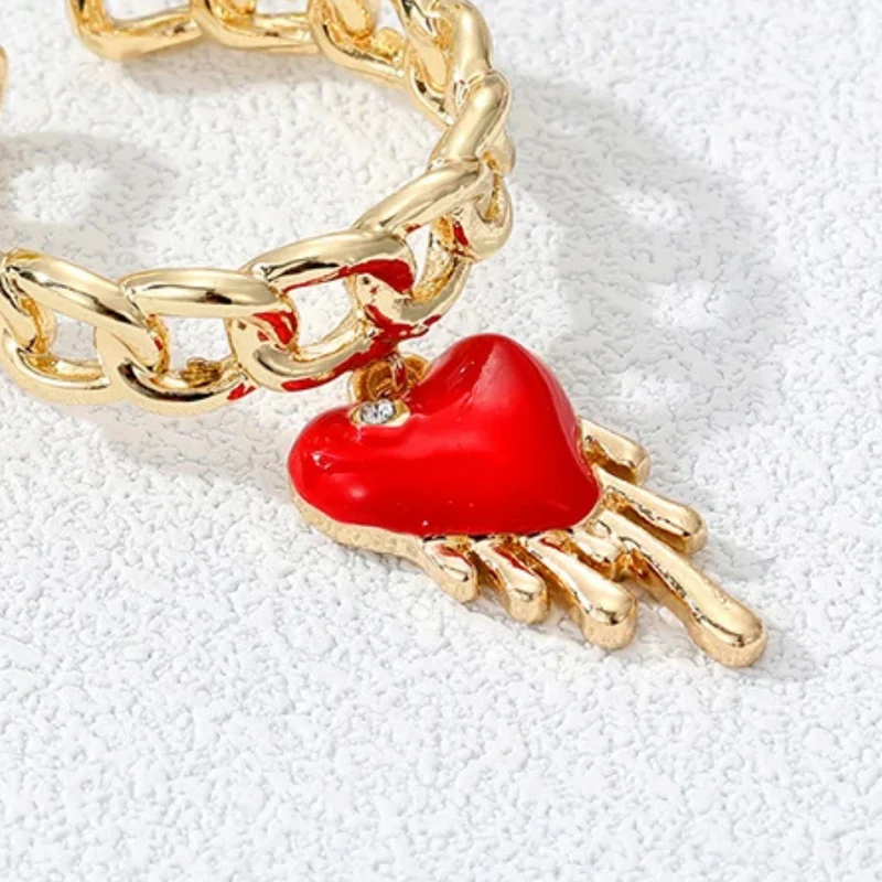 Bague Breloque Cœur Rouge Coulant