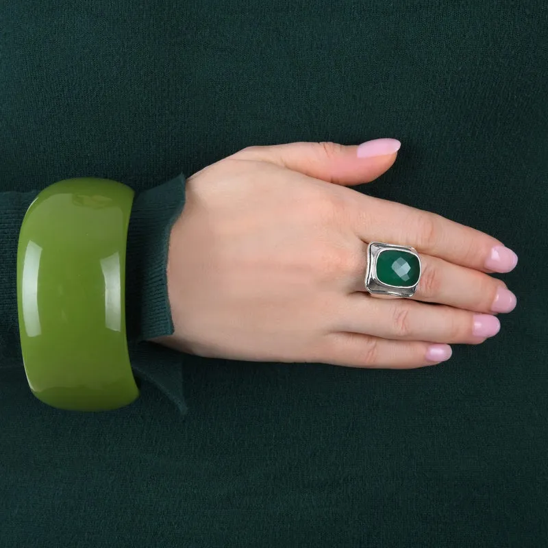 Chevalière Frida en Onyx Vert