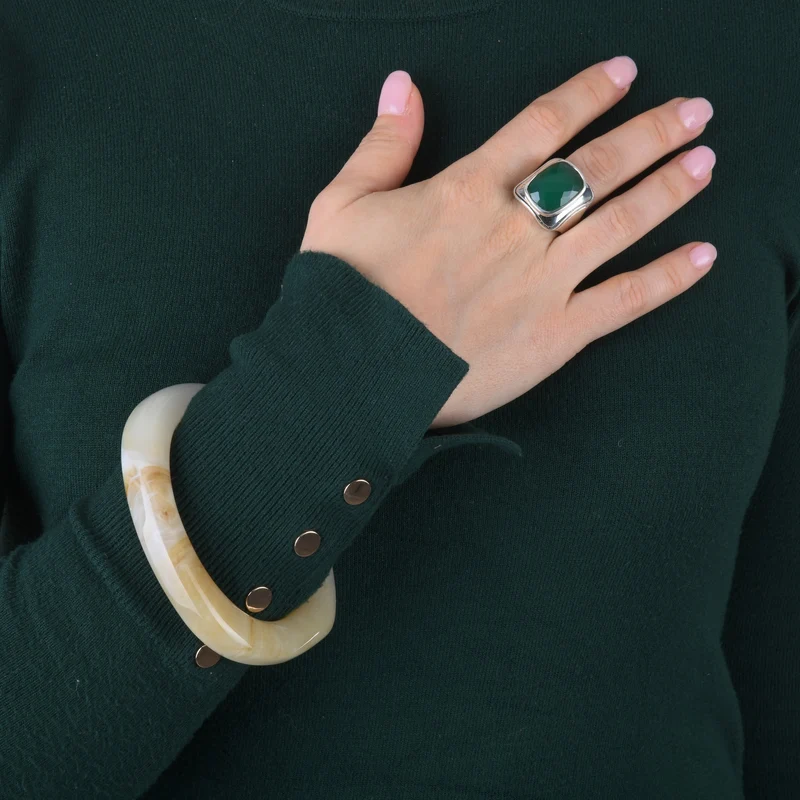 Chevalière Frida en Onyx Vert
