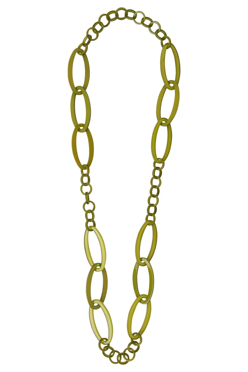 Sautoir Seventies Acétate vert olive