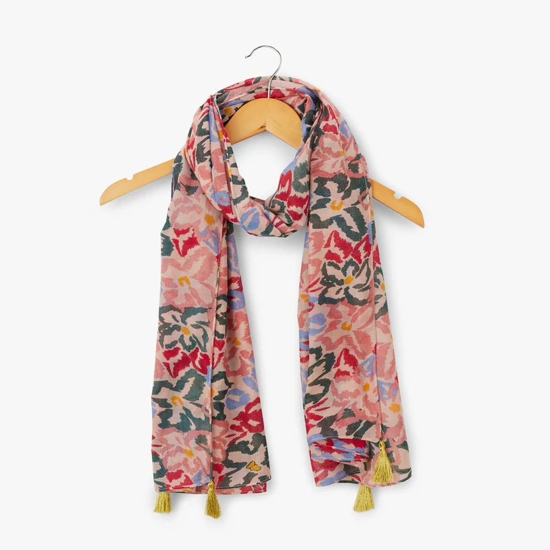 Foulard rectangulaire rose Neau