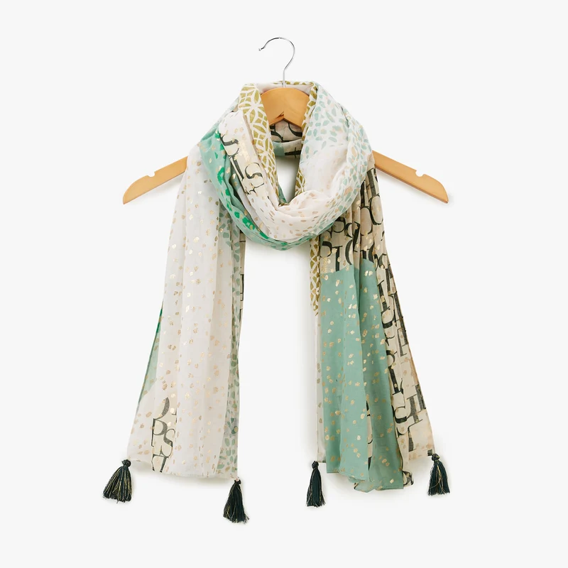 Foulard rectangulaire vert Navelli