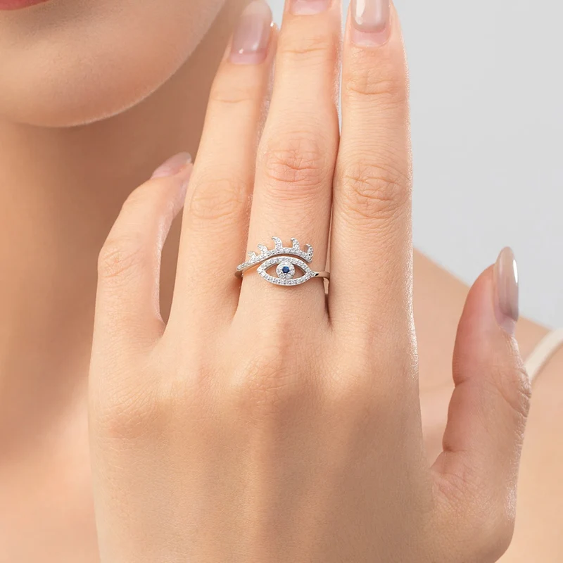 Bague Œil Bleu Argent